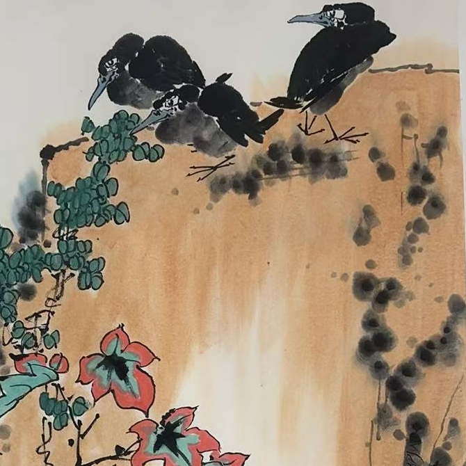 橱窗展示/乐雅文化艺术中心/孙立芳/宣纸国画/带证书