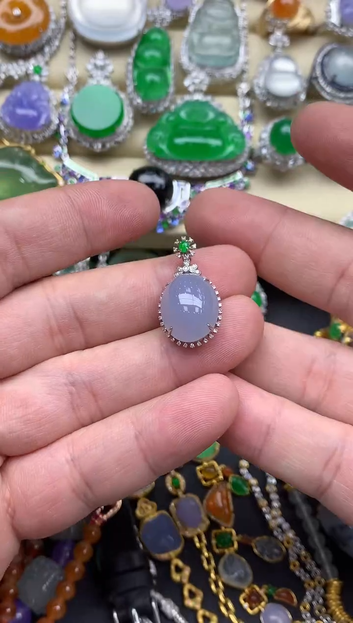 翡翠18K金镶嵌颈饰312--春日珠宝