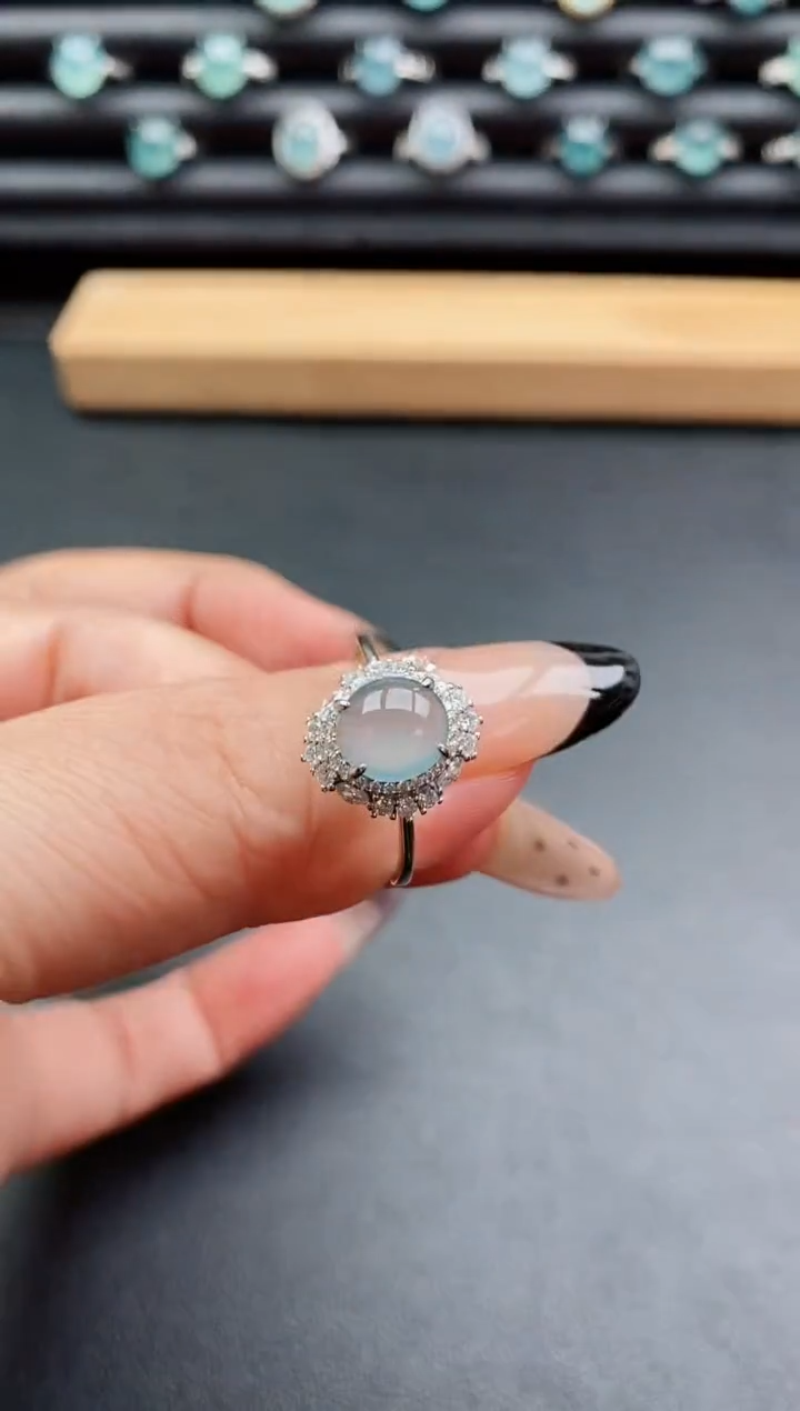 银S925镶嵌戒指翡翠1