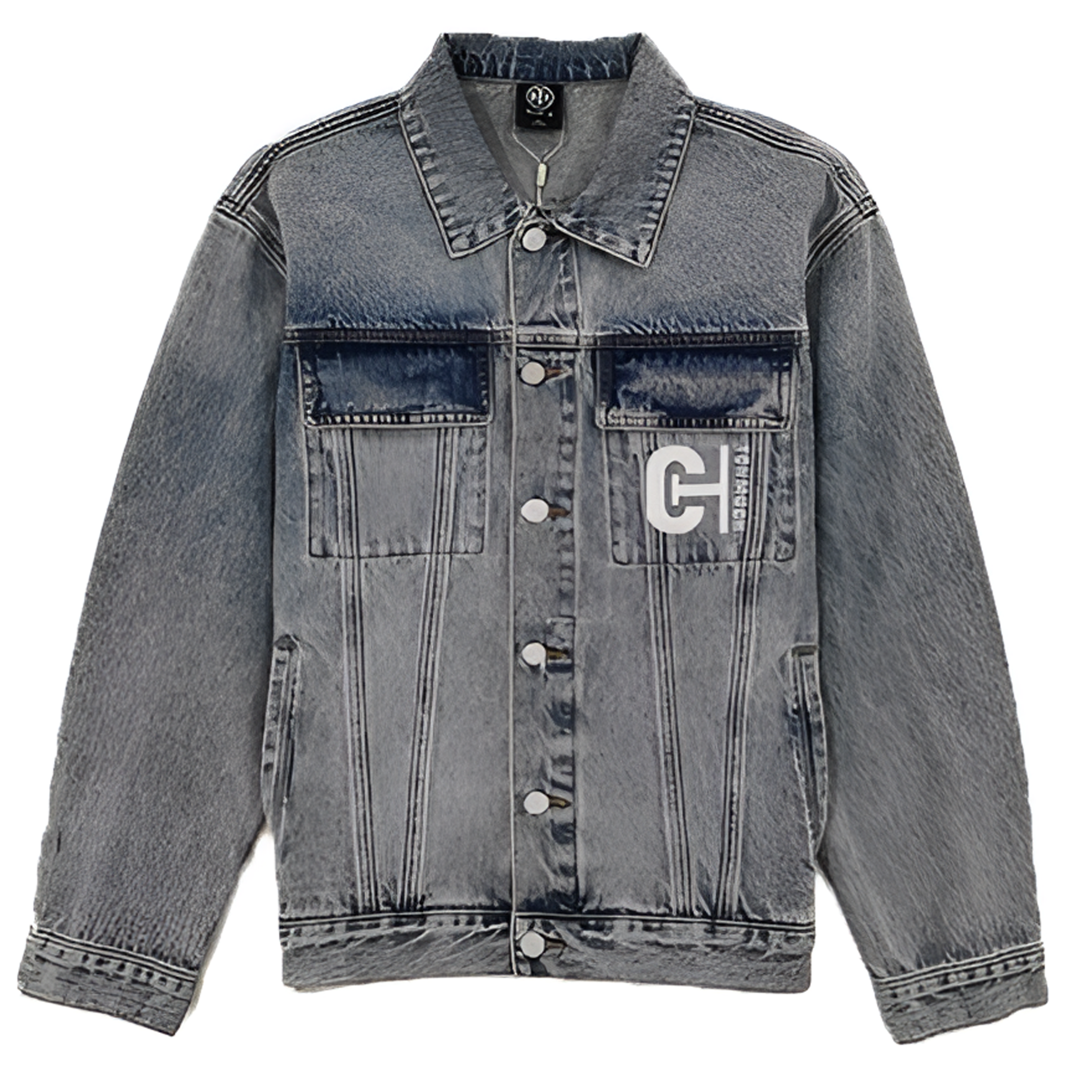 男装-TCH时尚潮牌字母刺绣烫钻简约版短款韩版牛仔外套S66D069002