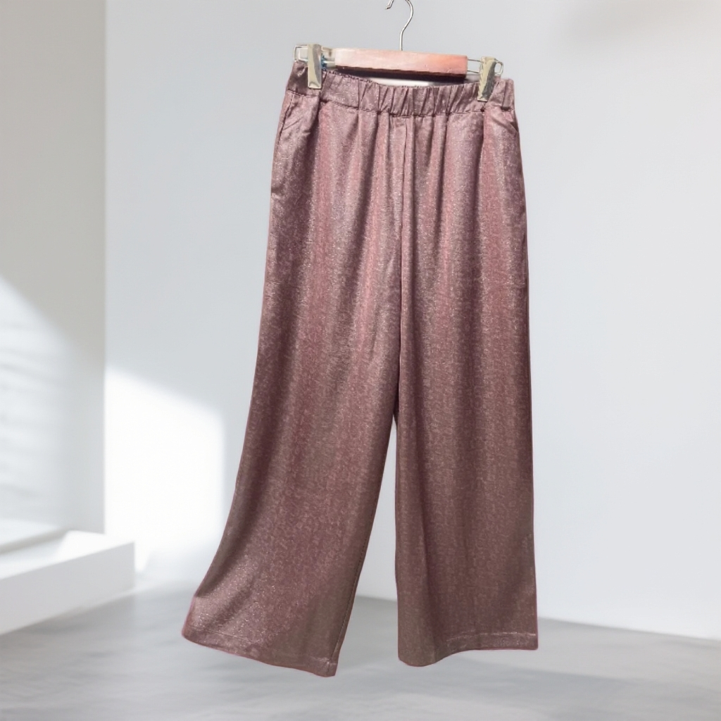 749【云锦坊】新款高腰休闲百搭宽松纯色垂感时尚重工缂丝提花长裤