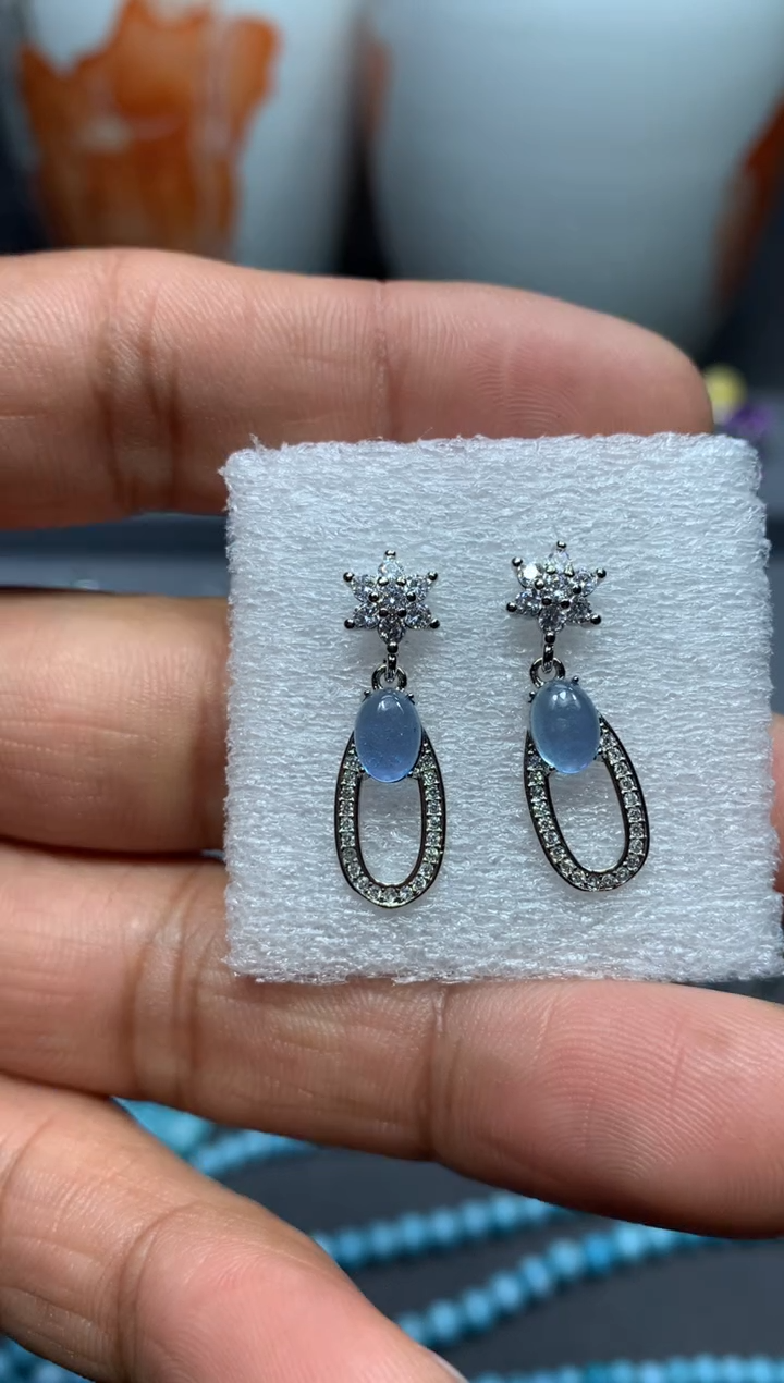 【闪购商品】海蓝宝石耳坠未镶嵌W70（随机性发货只发一单）