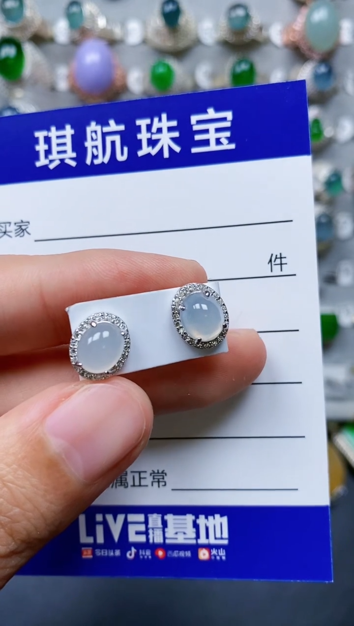 【闪购商品】翡翠耳饰银S925镶嵌0104