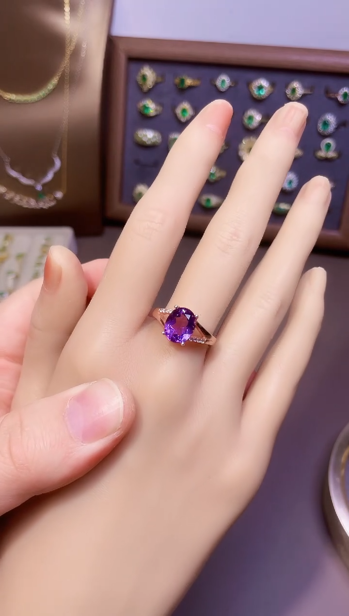 【闪购商品】紫晶戒指银S925镶嵌一枚