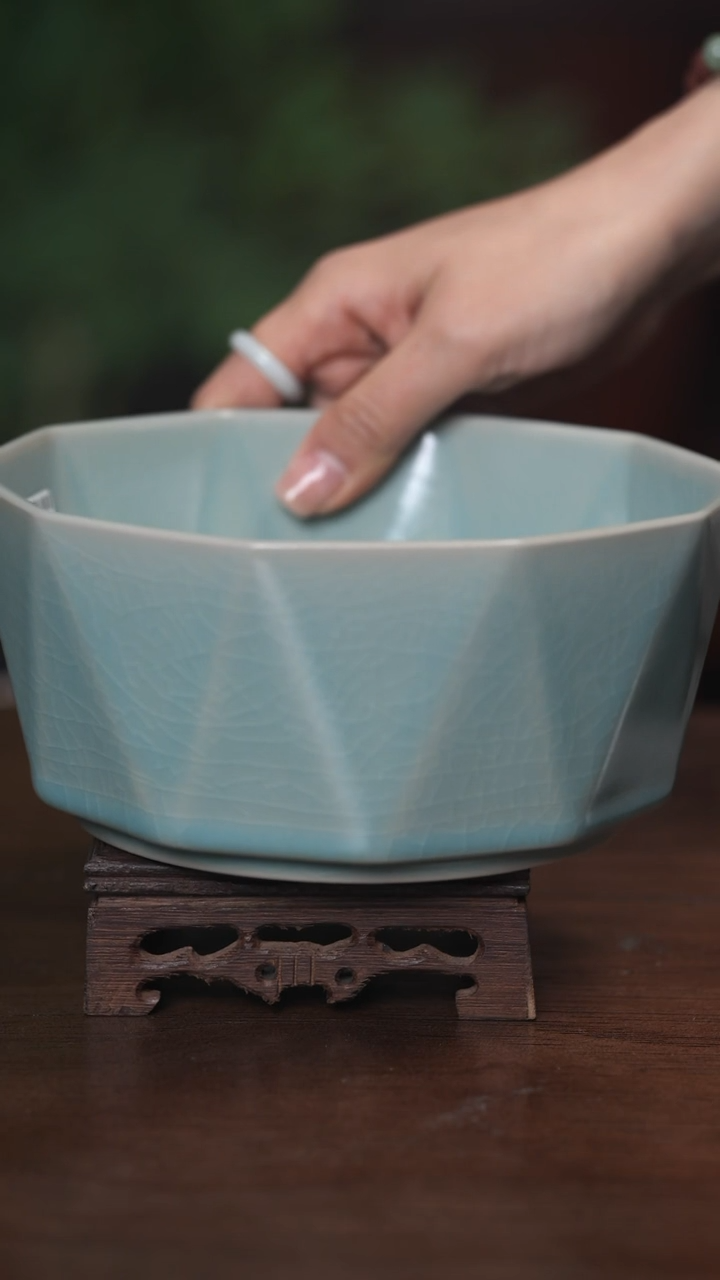 【闪购商品】清凉寺原产地仿古釉手工汝瓷大号钻石碗