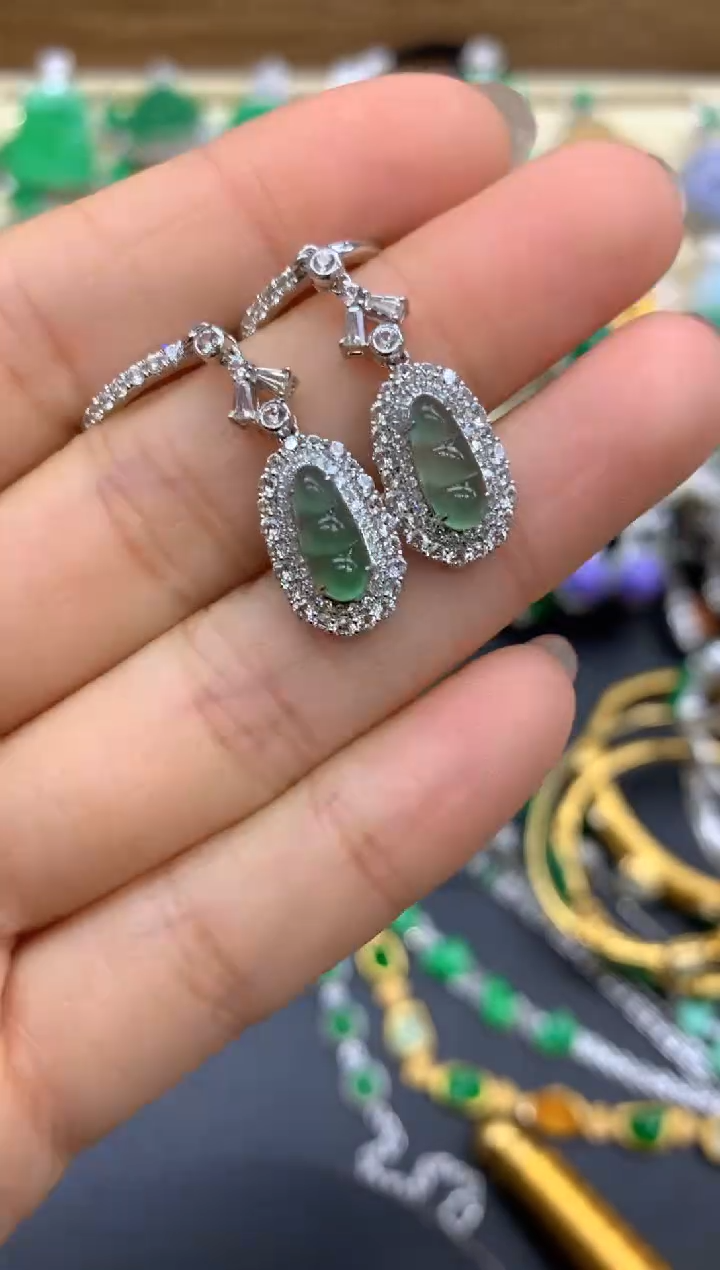 【闪购商品】翡翠耳饰18K金镶嵌414-中国好珍宝