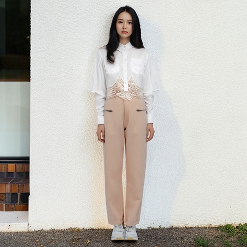 95新 BURBERRY/博柏利 秀款蕾丝边衬衫/UK4码/公价16900/95新