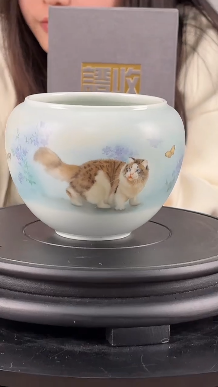 杯子陶瓷谭龙操《猫》陶瓷水洗