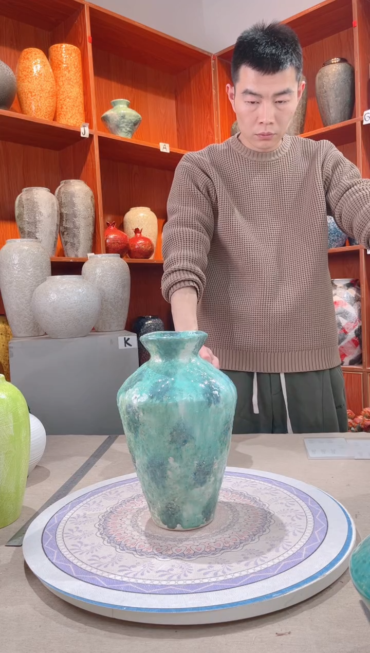 【闪购商品】瓶彩陶三件套 大号 陶瓷花瓶无花