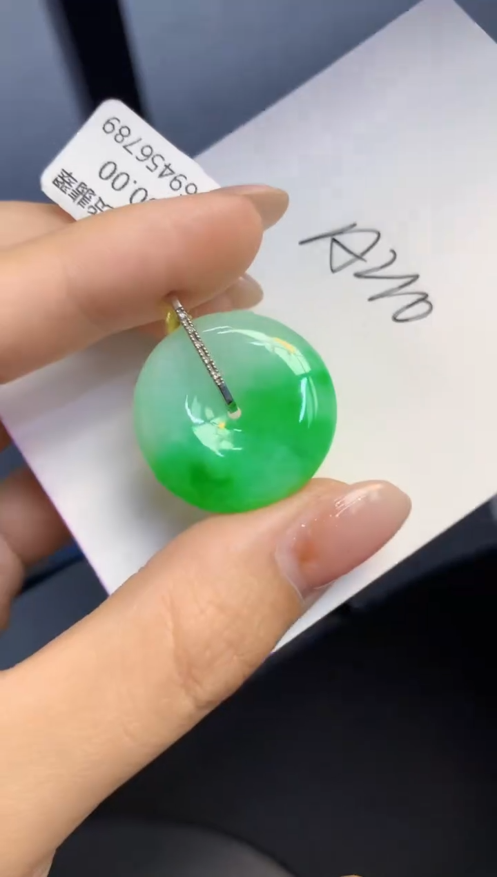 颈饰18K金镶嵌翡翠天然A货缅甸翡翠百元以上9元证书费自理