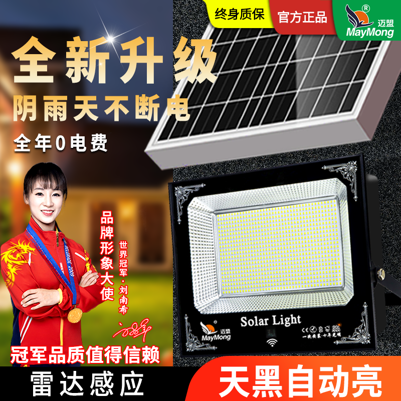 迈盟【小鱼】2025款太阳能灯户外庭院灯超亮人体感应新农村照明灯