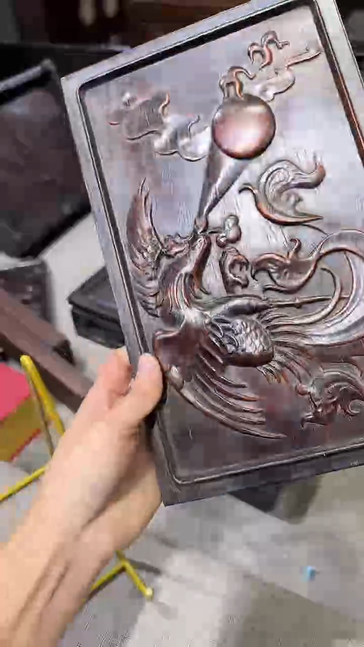 木紫檀凤凰吐火雕刻板