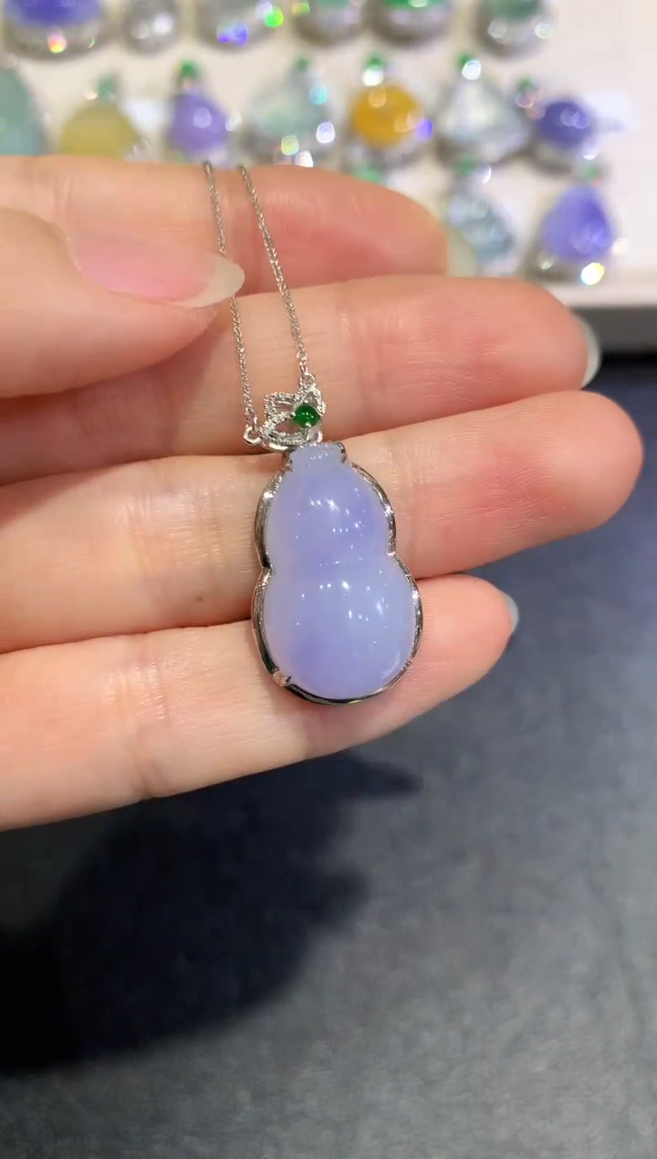 【闪购商品】翡翠颈饰18K金镶嵌C49 紫货有色差  