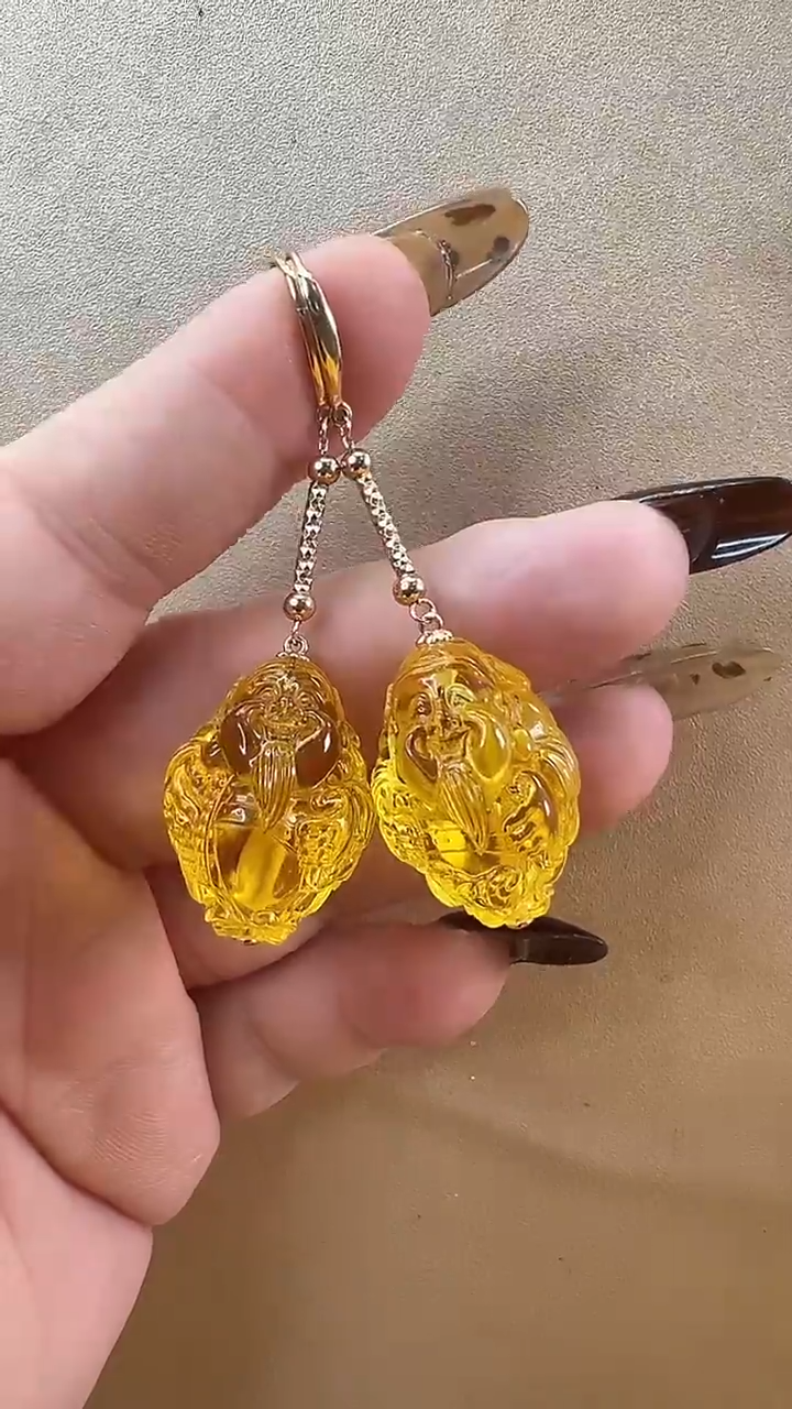 【闪购商品】琥珀耳饰未镶嵌耳环