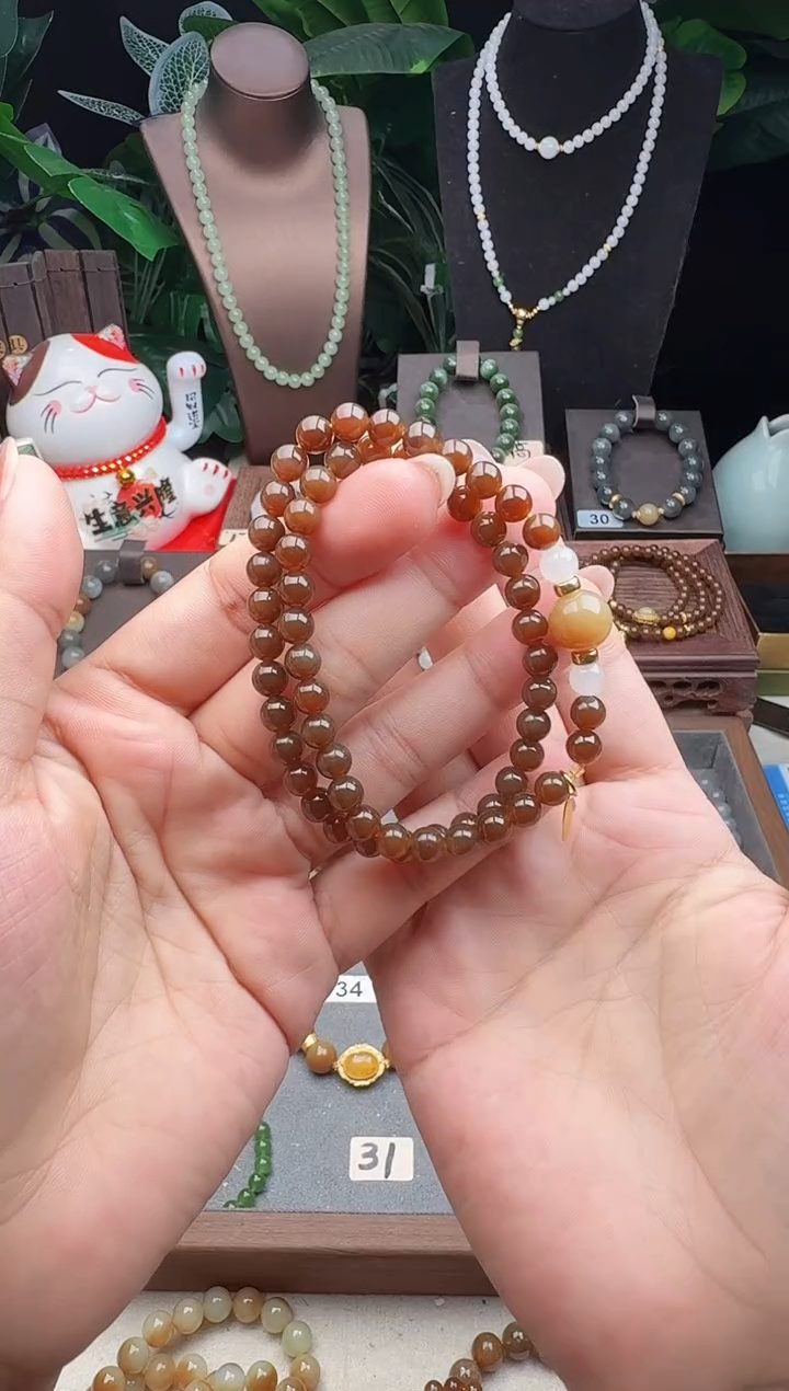 未镶嵌手链和田玉精品6m新疆且末糖玉双圈手串