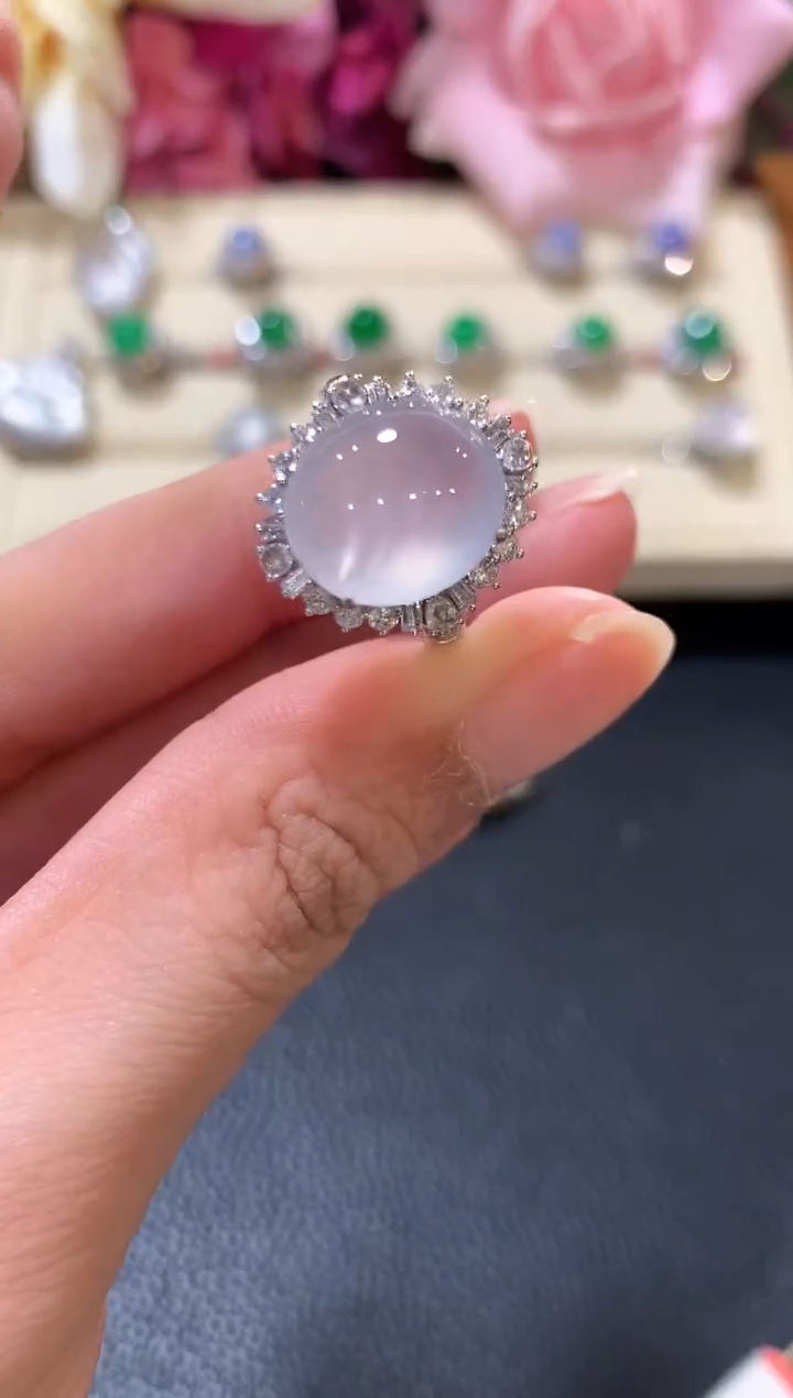 18K金镶嵌戒指翡翠z193  