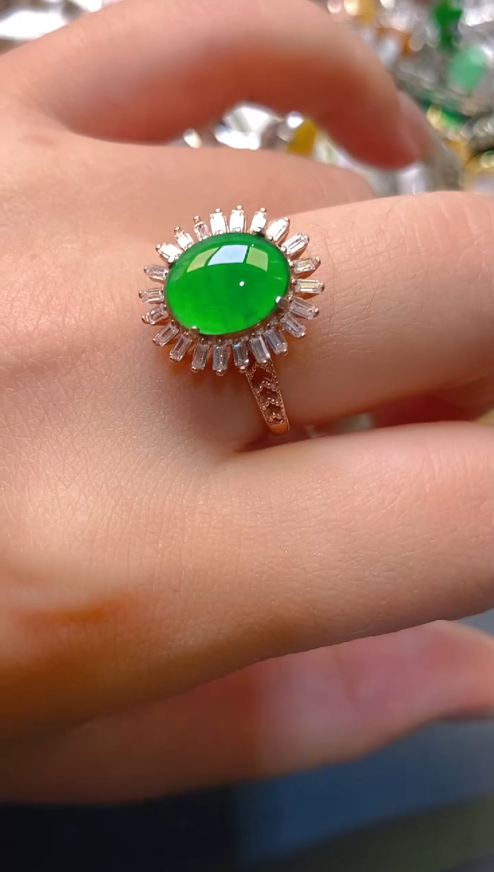 【闪购商品】翡翠耳饰银S925镶嵌天然A货翡翠1