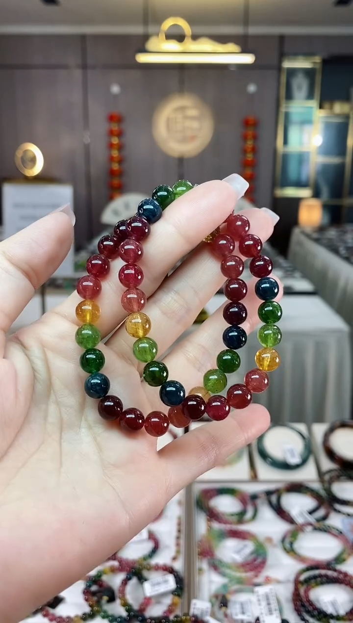 【闪购商品】碧玺单圈手串7.6mm+未镶嵌（多样性发一条）hon