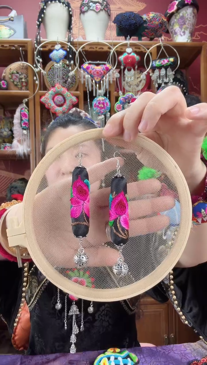 织绣耳环30甜甜家