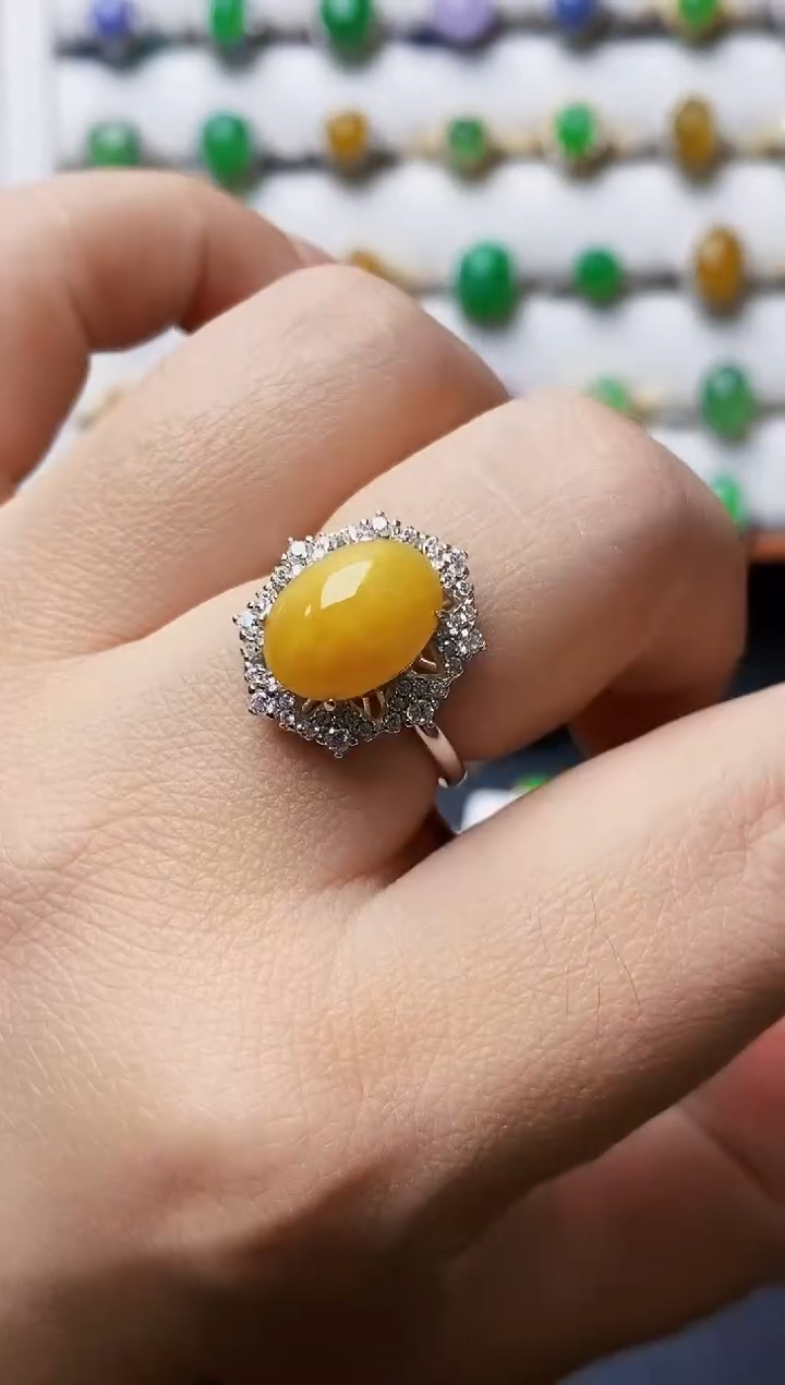 银S925镶嵌戒指翡翠0336