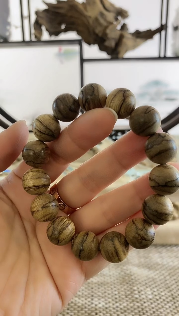 【闪购商品】沉香手串达拉干虎斑老料15MM手串