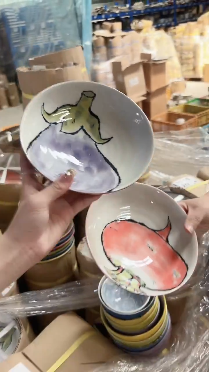 陶瓷蔬菜18cm钵 红萝卜＋茄子