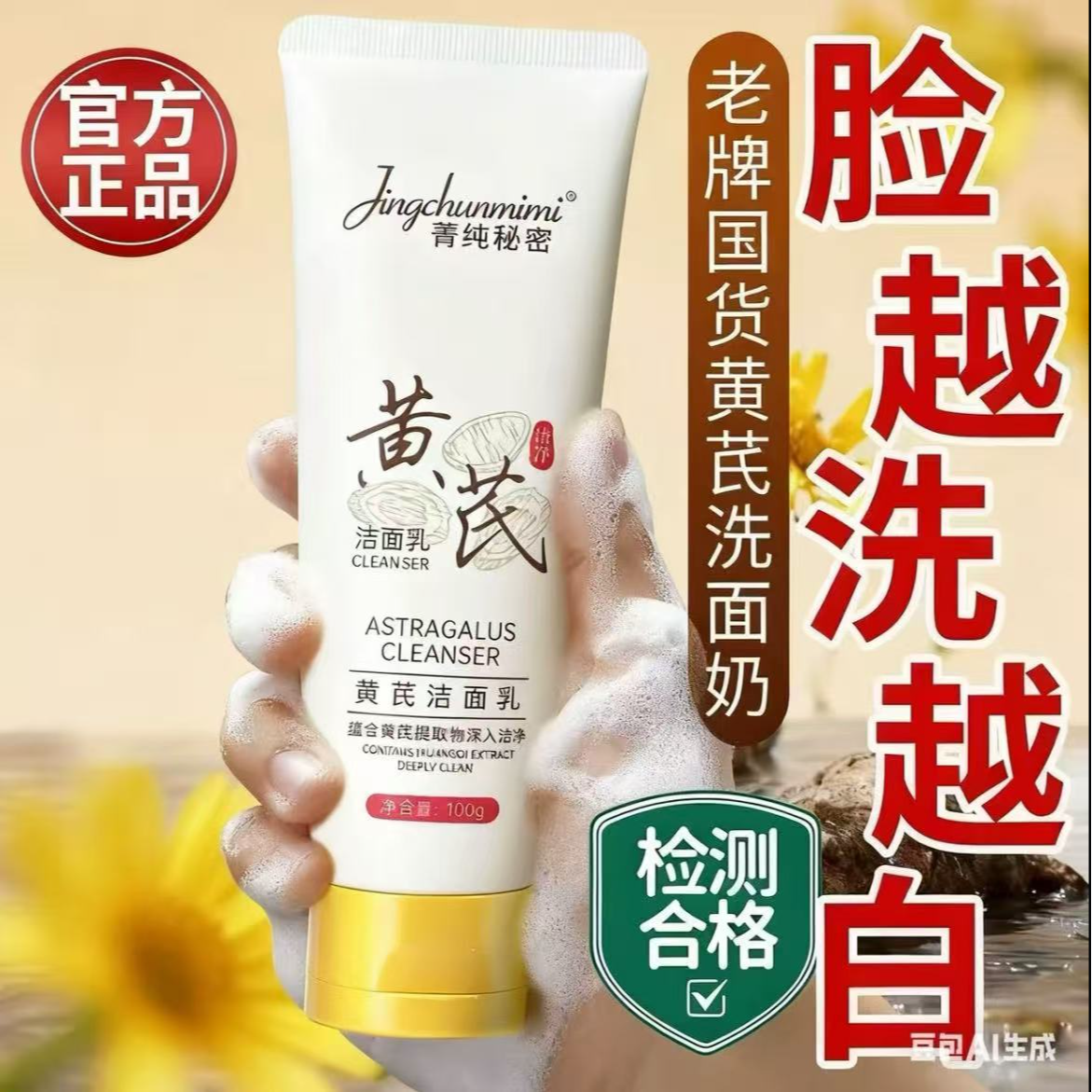 【国货✅超市直发】黄芪洁面乳温和控油补水不紧绷男女通用洗面奶