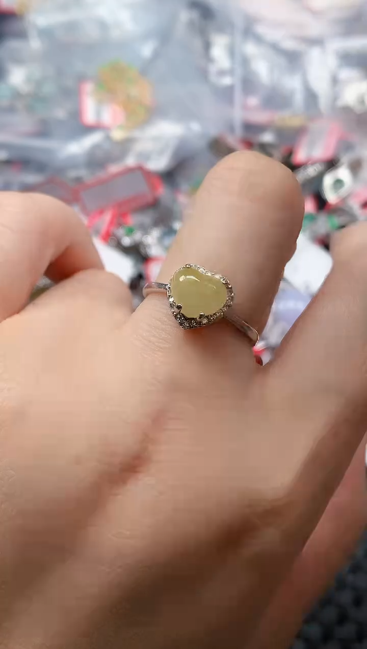 银S925镶嵌戒指翡翠天然A货缅甸翡翠