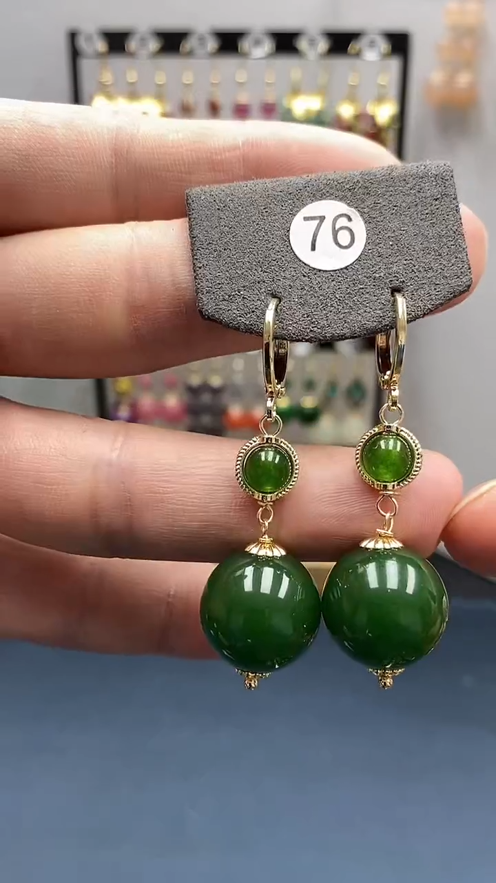 【闪购商品】和田玉耳饰银S925镀金镶嵌尺寸16mm耳扣00