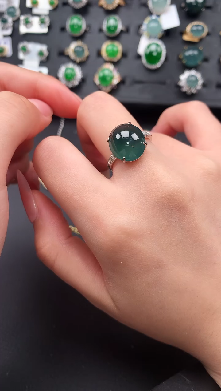 【闪购商品】翡翠戒指银S925镶嵌35145