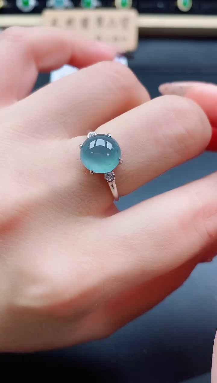 银S925镶嵌戒指翡翠1