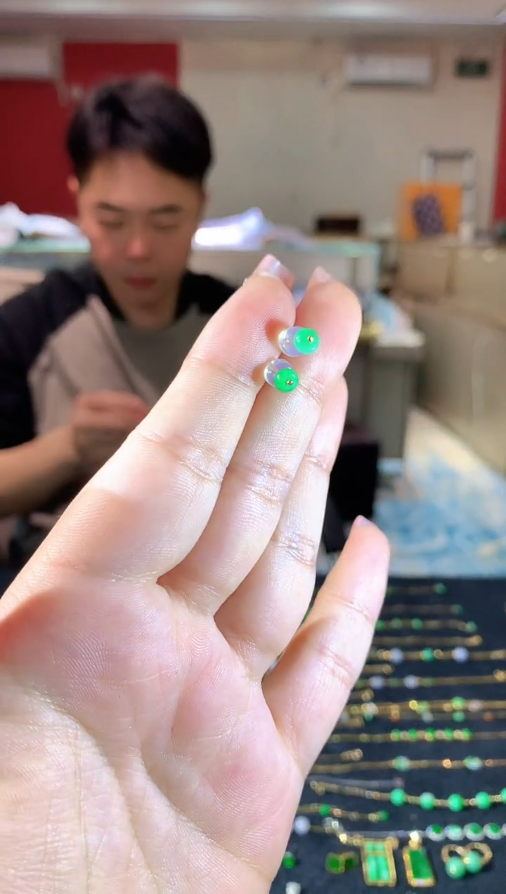 【闪购商品】翡翠18K金镶嵌耳饰304zjh时尚