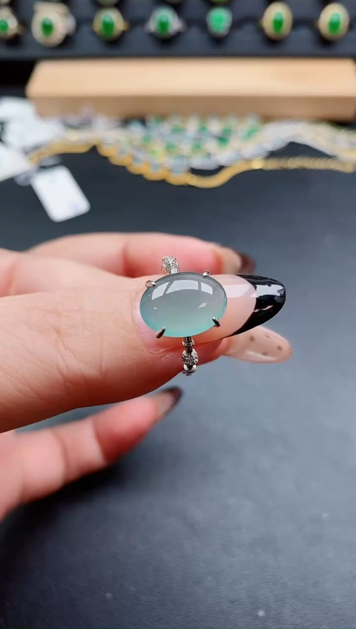 银S925镶嵌戒指翡翠1