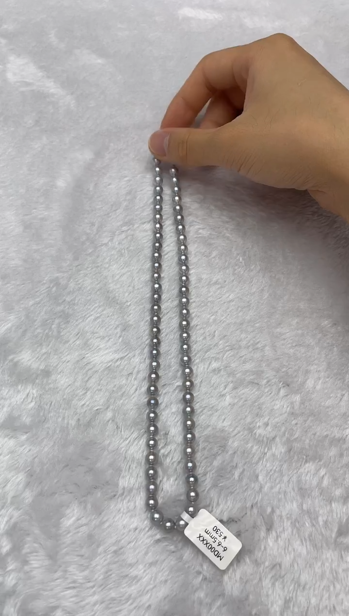 海水珍珠银S925镶嵌项链AK真多麻6-6.5mm