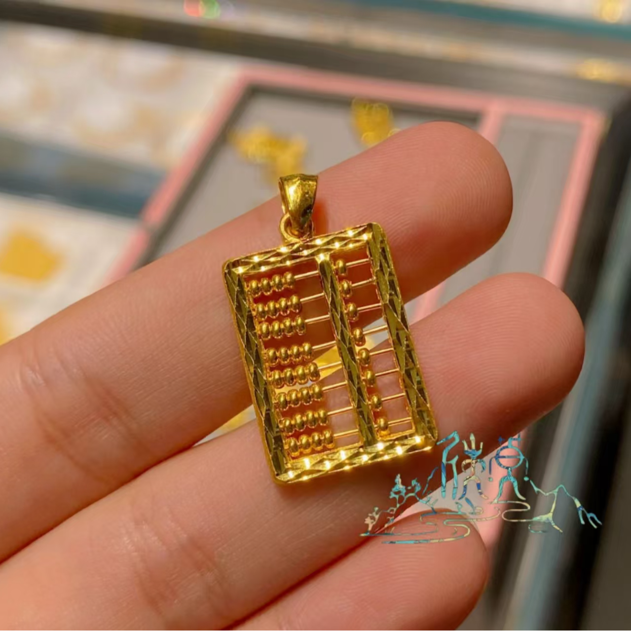 华夏金鸿福足金挂坠