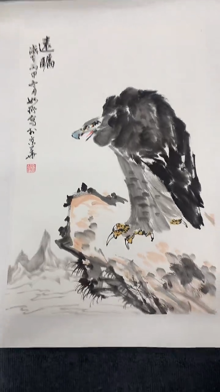 竖款精品开三花鸟