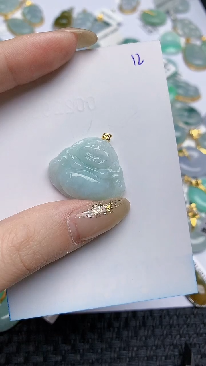 【闪购商品】翡翠颈饰18K金镶嵌天然A货翡翠 