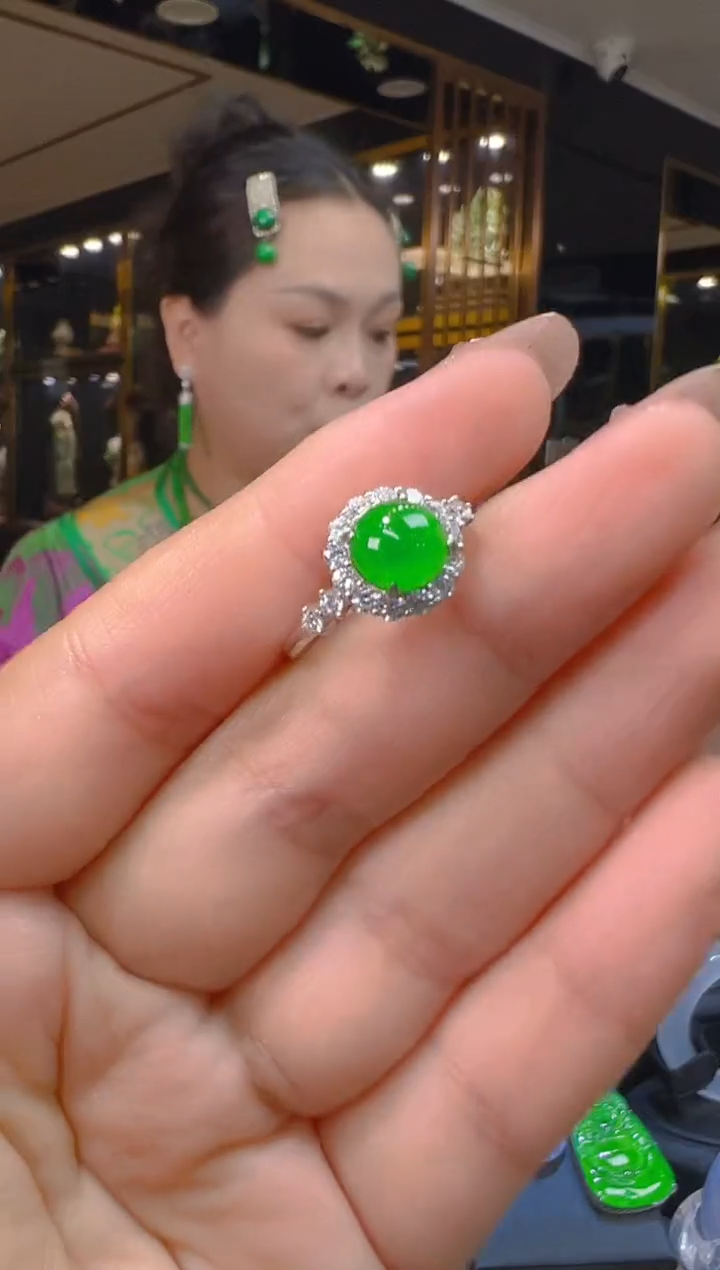 翡翠戒指银S925镶嵌128（多样性发其一）
