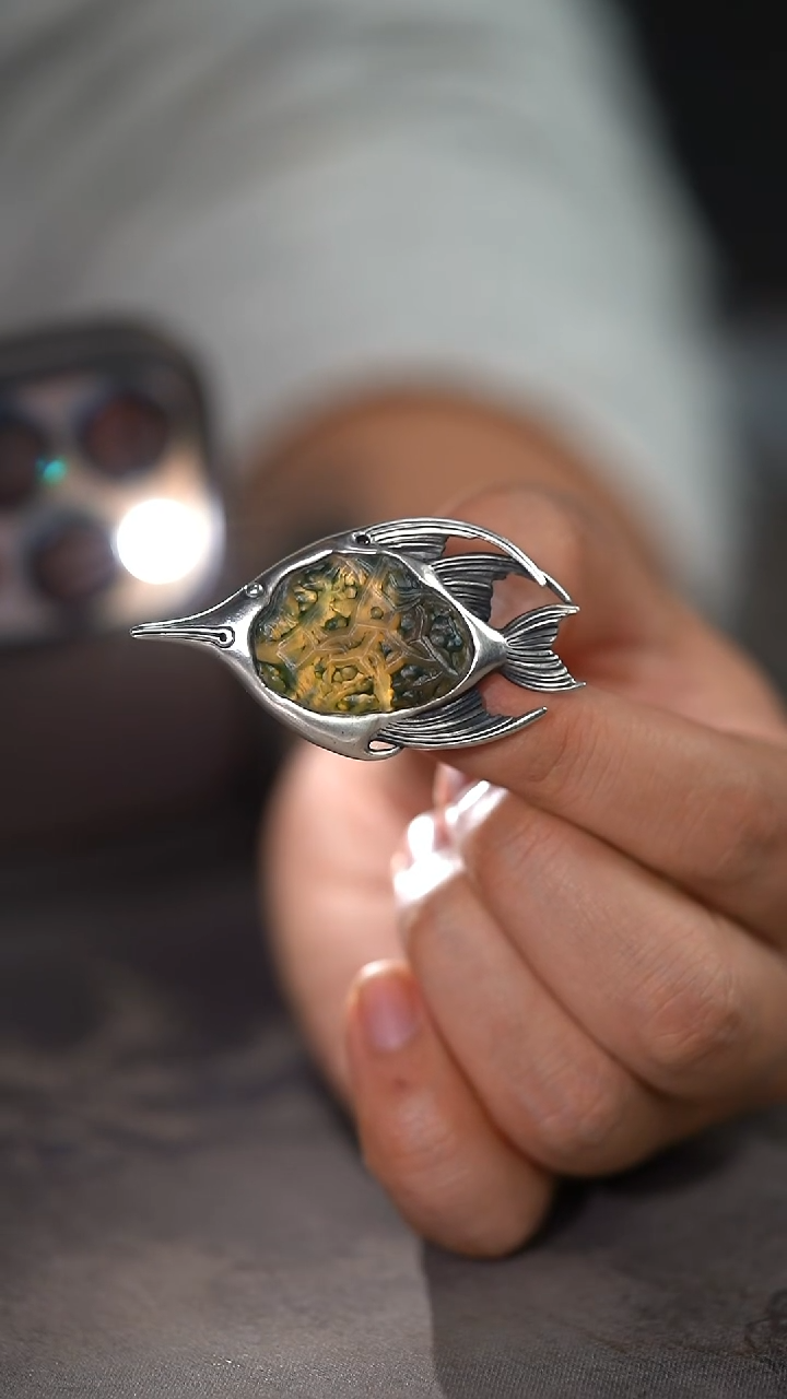 【闪购商品】玛瑙挂件银S925镶嵌304号独立设计款热带鱼胸针