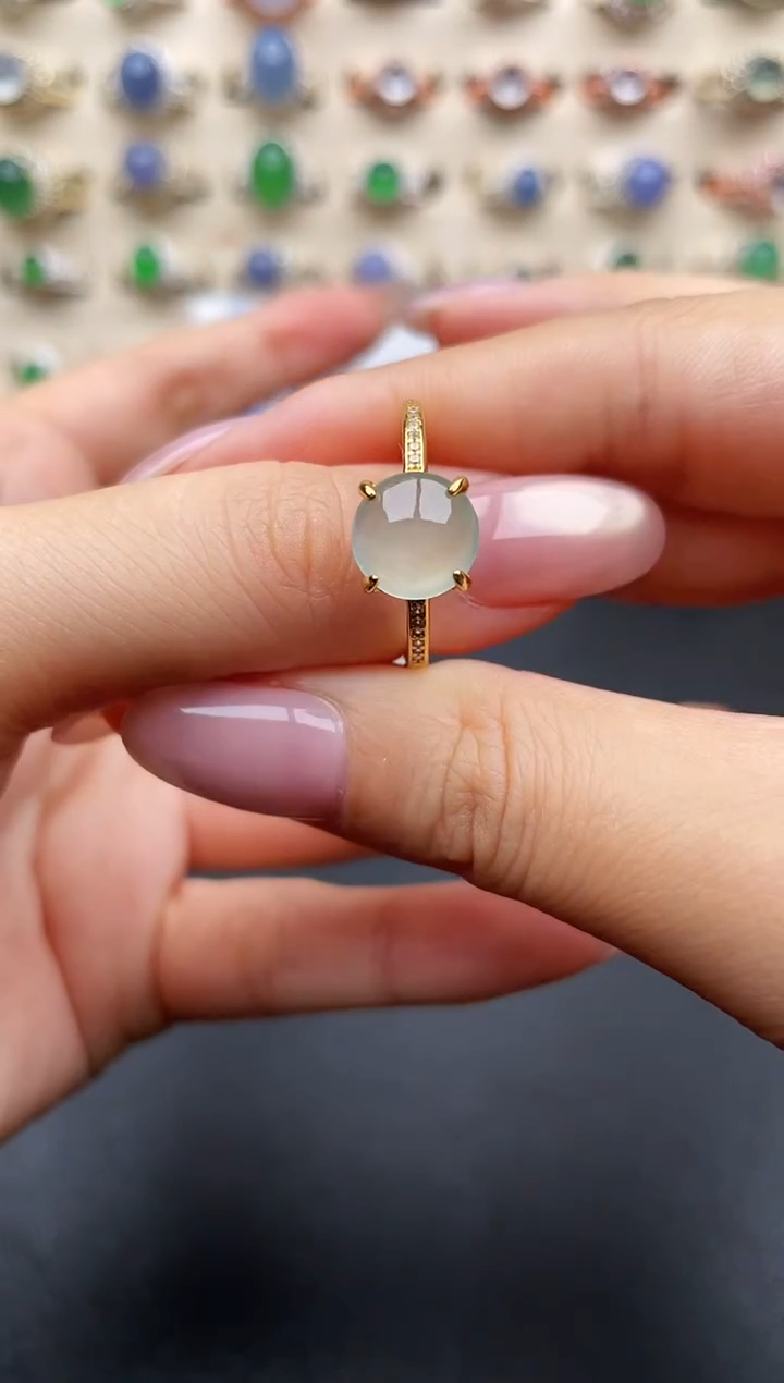 翡翠戒指银S925镶嵌一物一证一礼盒