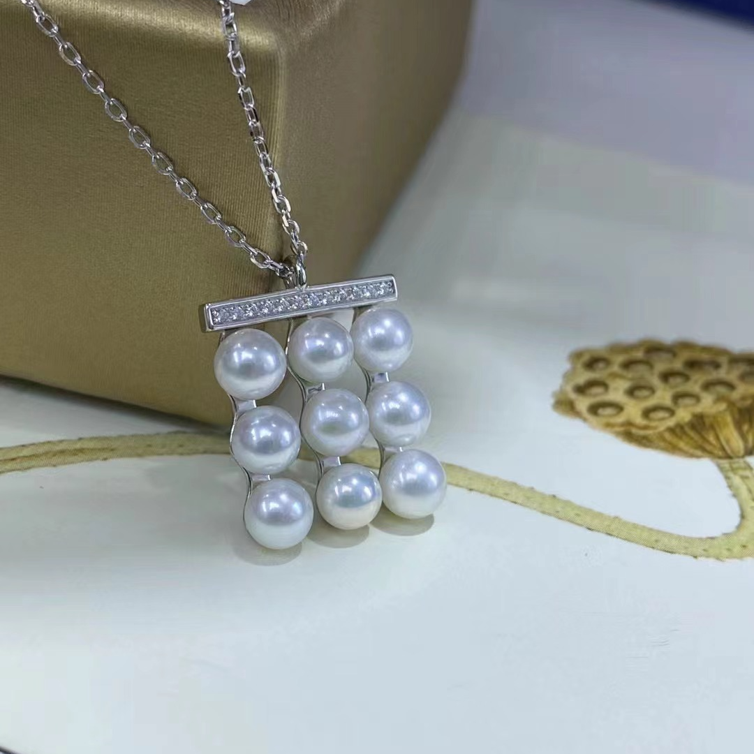 天然淡水珍珠吊坠T家同款平衡木系列精工S925银4-5mm极光小灯泡