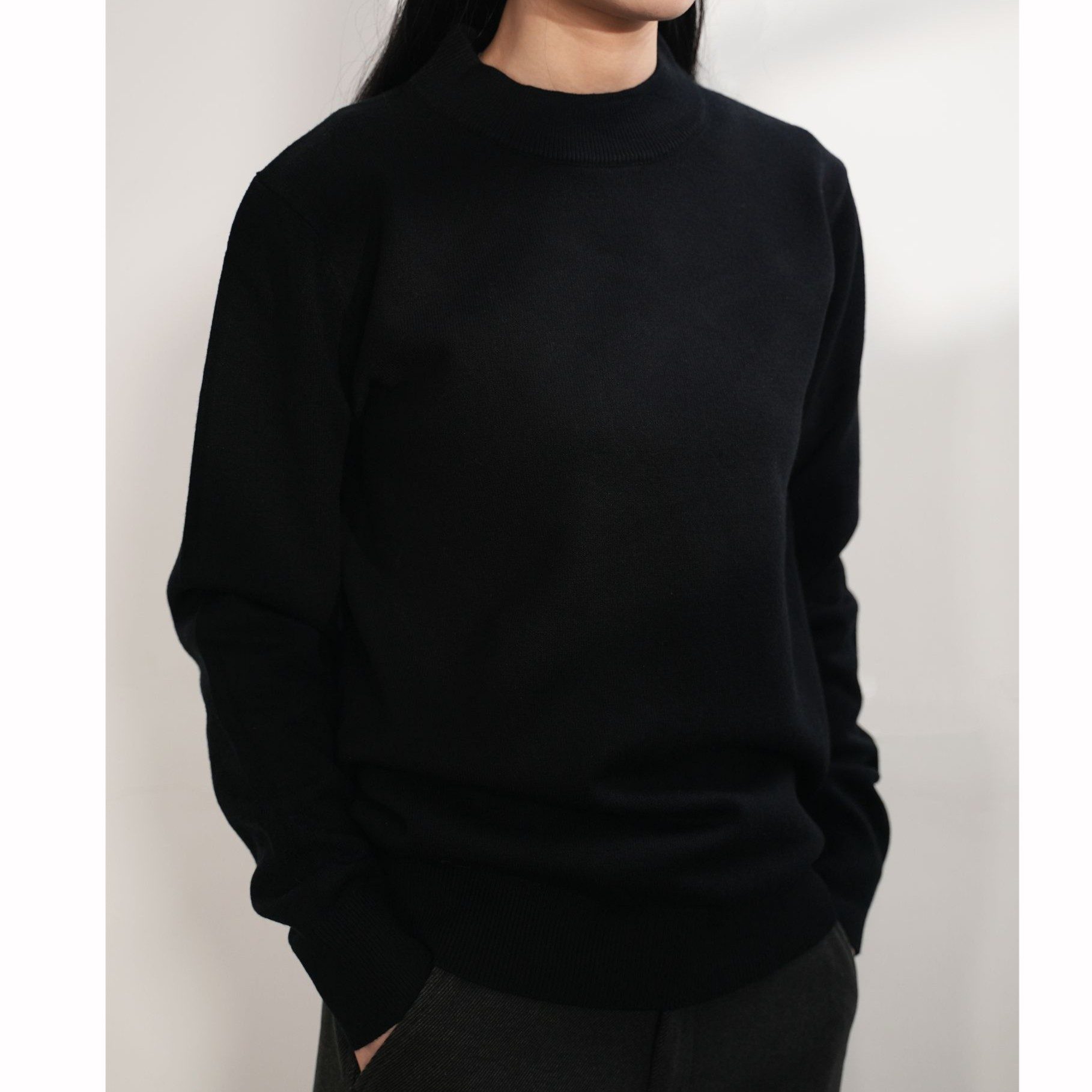 3-in-o 莱塞尔绵羊毛厚款半高领内搭针织衫打底衫情侣纯色-8802