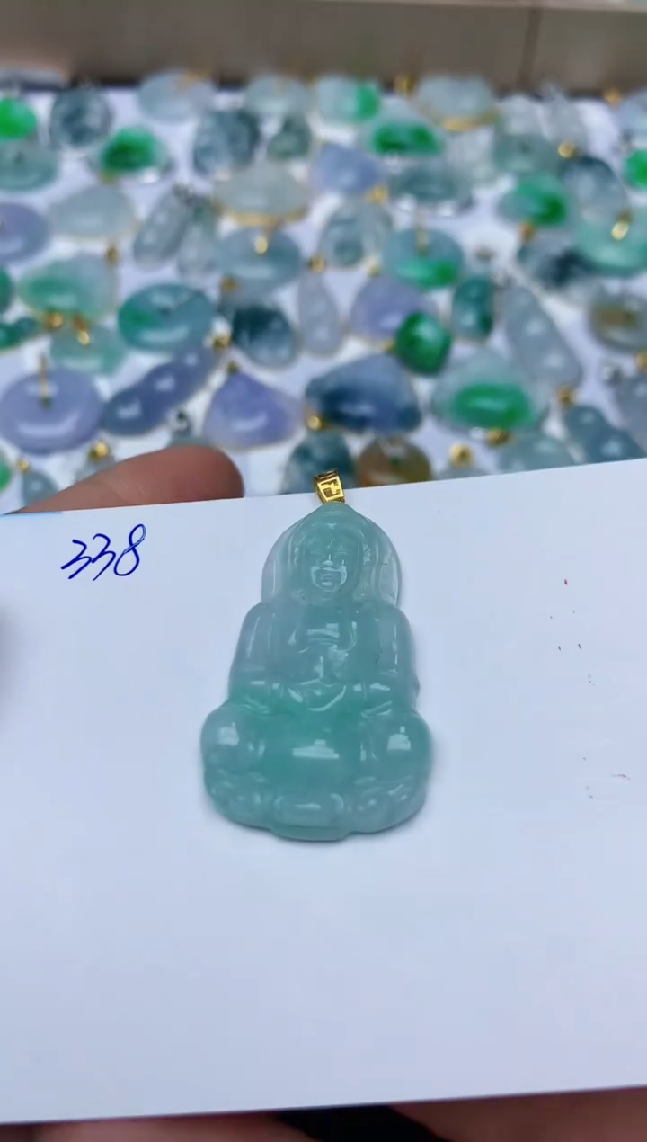 【闪购商品】翡翠颈饰18K金镶嵌天然翡翠A货   