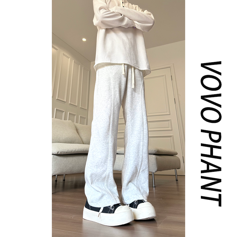 VOVO美式潮流微喇斜切弯刀卫裤男休闲cleanfit秋季新款宽松直筒裤