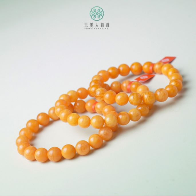 菲菲珠宝好@蜜蜡单圈圆珠手串约9mm/多样性发一