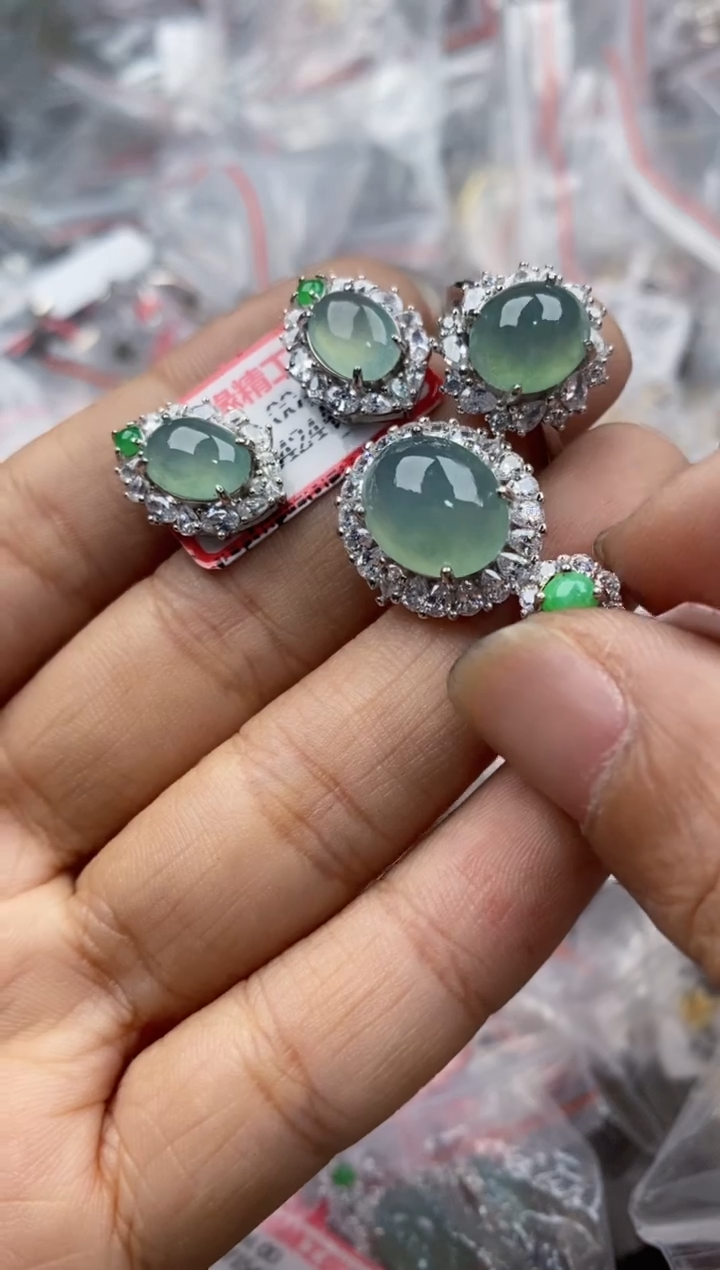银S925镶嵌戒指翡翠999----6