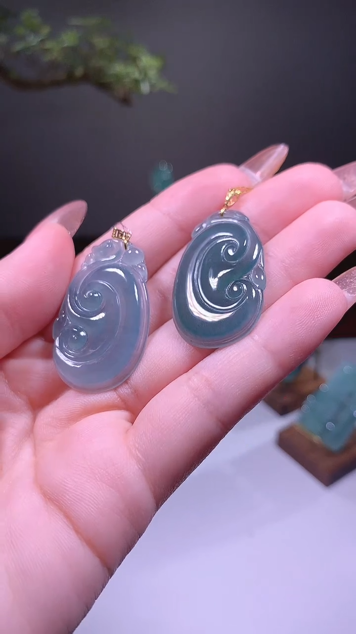 翡翠18K金镶嵌吊坠(不含链)天然A货翡翠-多样性发其一-如意