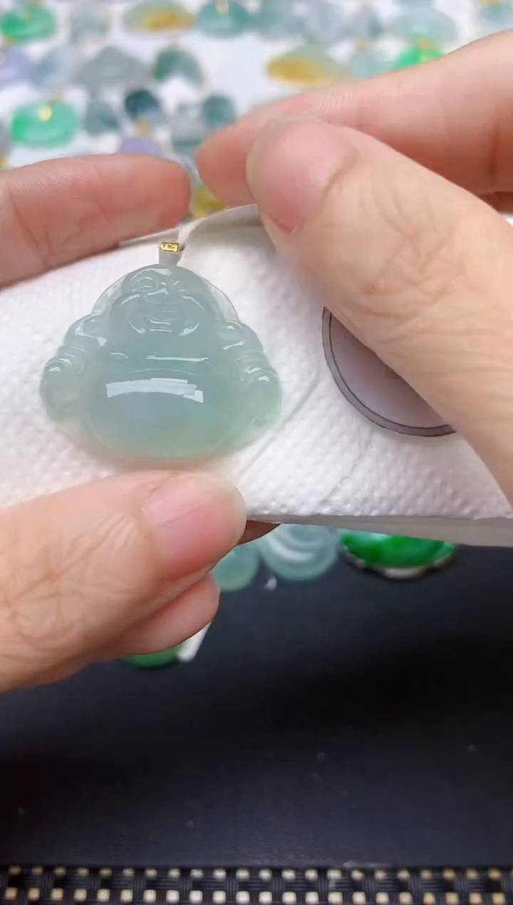 翡翠18K金镶嵌颈饰天然缅甸A货翡翠