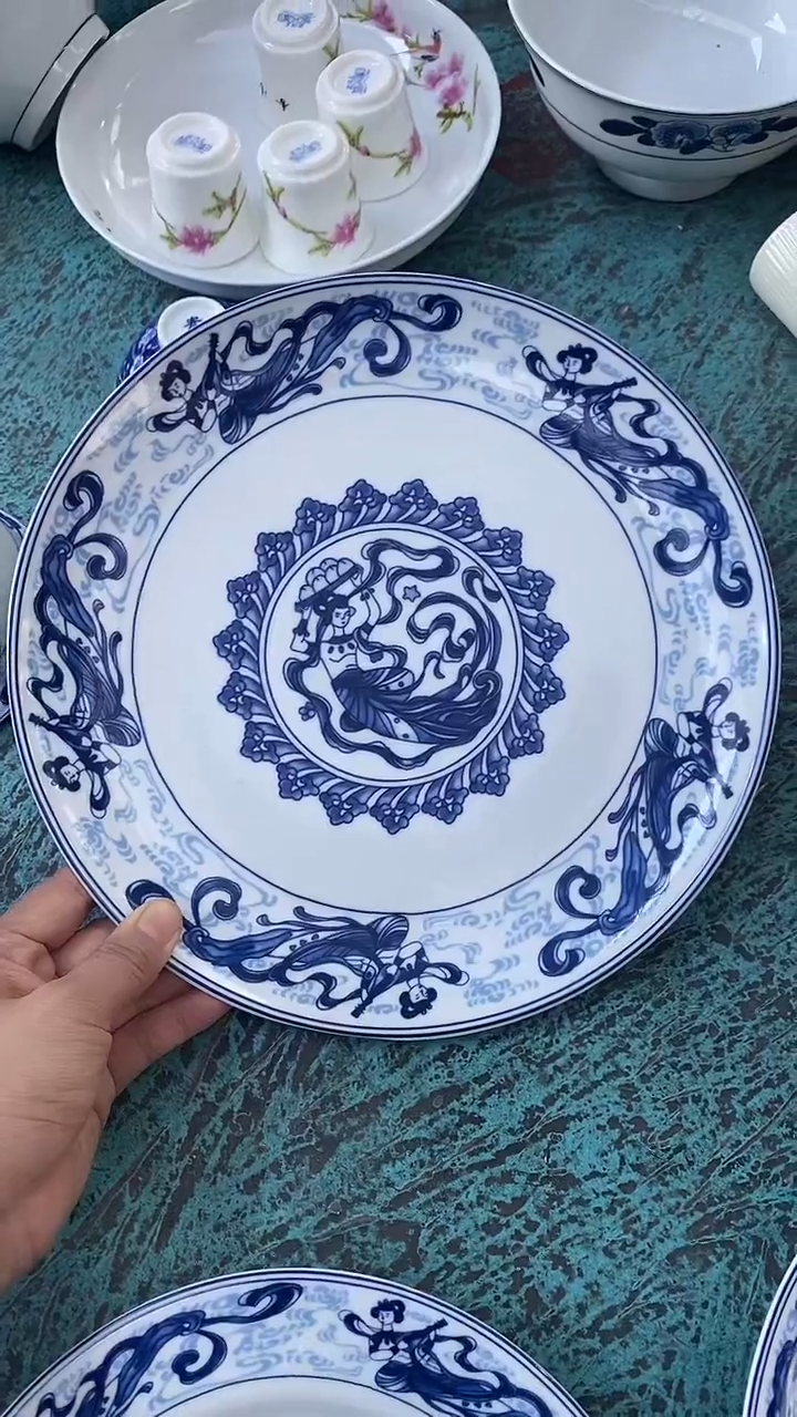 摆件人民瓷厂仙女10寸平盘