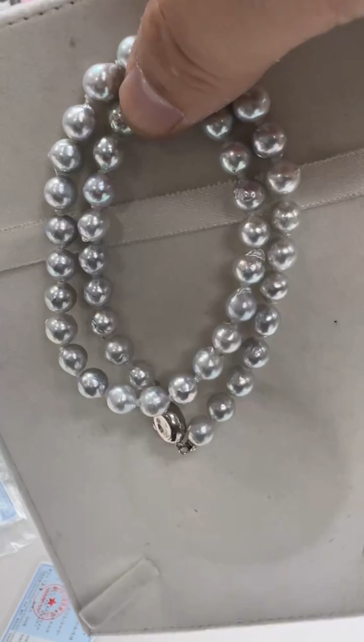 【闪购商品】海水珍珠颈饰银S925镶嵌8-9海水